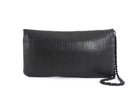 Chanel Black Perforated Leather Medium Flap Chain Wristlet Clutch Bag