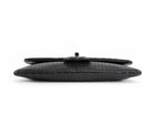 Chanel Black Perforated Leather Medium Flap Chain Wristlet Clutch Bag