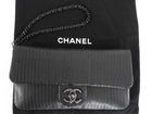 Chanel Black Perforated Leather Medium Flap Chain Wristlet Clutch Bag