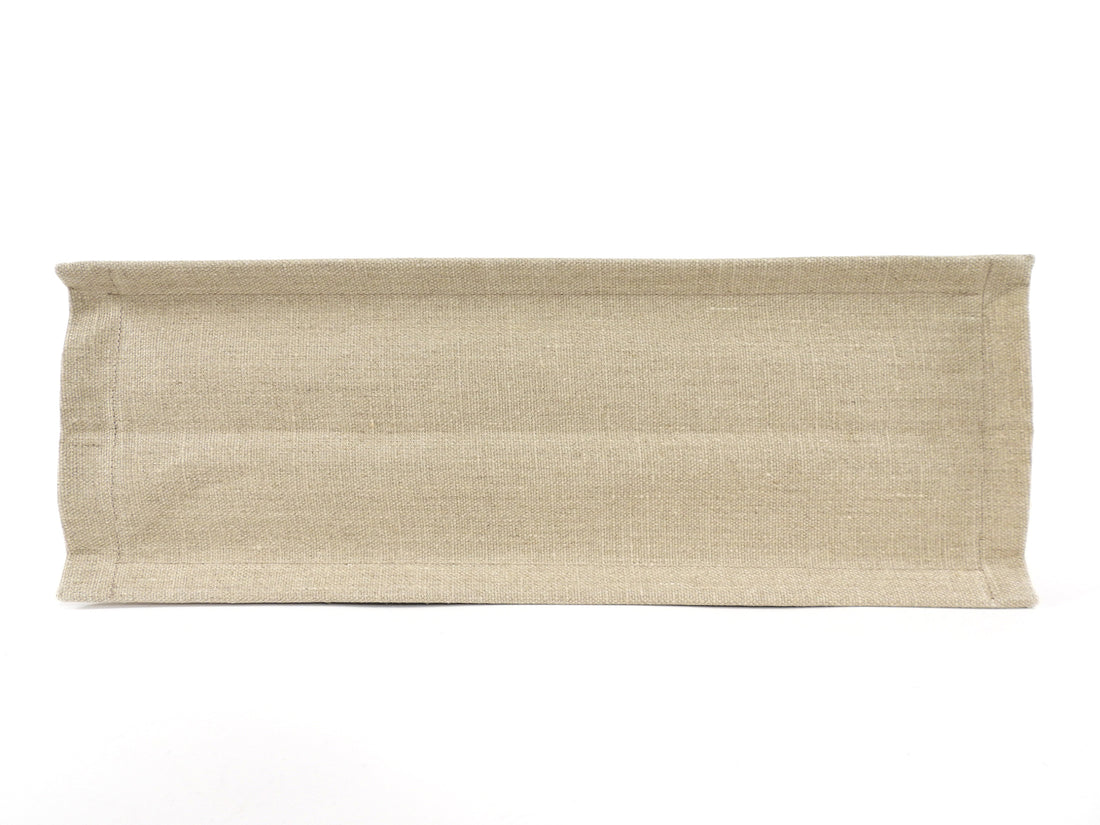 Saint Laurent Rive Gauche White and Beige Canvas Large Tote Bag