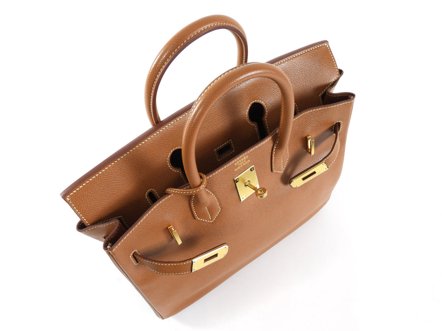 Hermès Vintage 1999 HAC Haut à Courroies Birkin 32 Gold Courchevel Leather Bag GHW