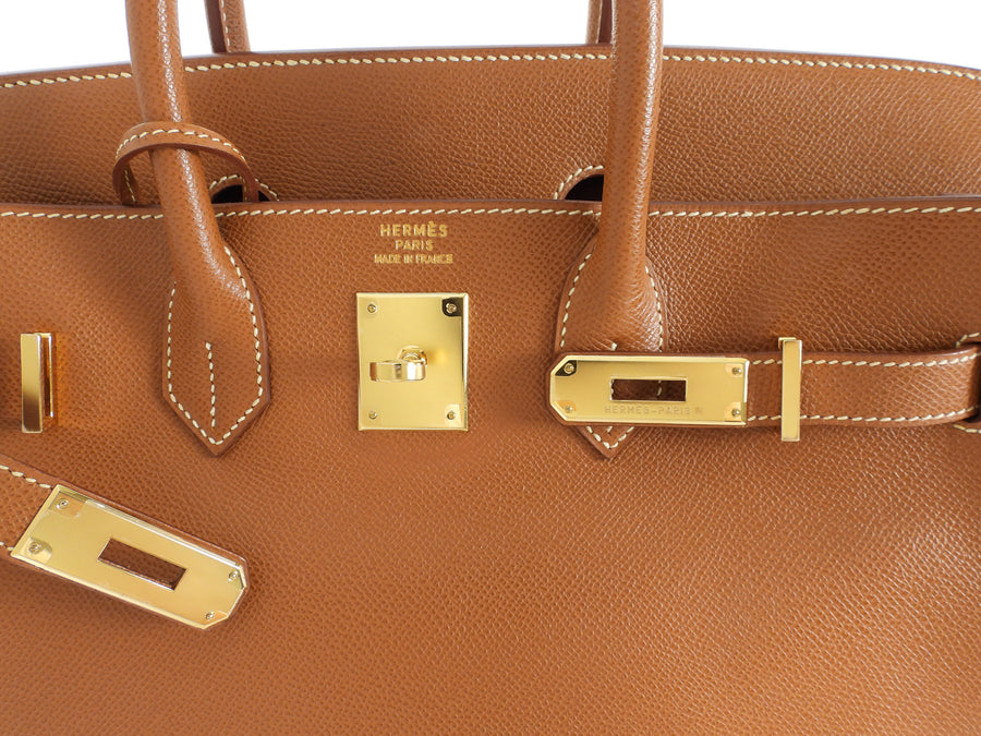 Hermès Vintage 1999 HAC Haut à Courroies Birkin 32 Gold Courchevel Leather Bag GHW