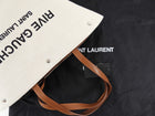 Saint Laurent Rive Gauche Canvas and Tan Leather Triangle Tote Bag