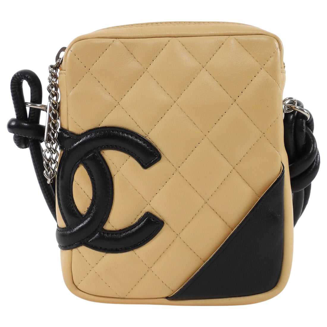 Chanel Beige Black Vintage 2002 Cambon CC Mini Crossbody Messenger Bag