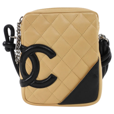 Chanel Beige Black Vintage 2002 Cambon CC Mini Crossbody Messenger Bag