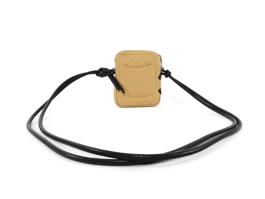Chanel Beige Black Vintage 2002 Cambon CC Mini Crossbody Messenger Bag
