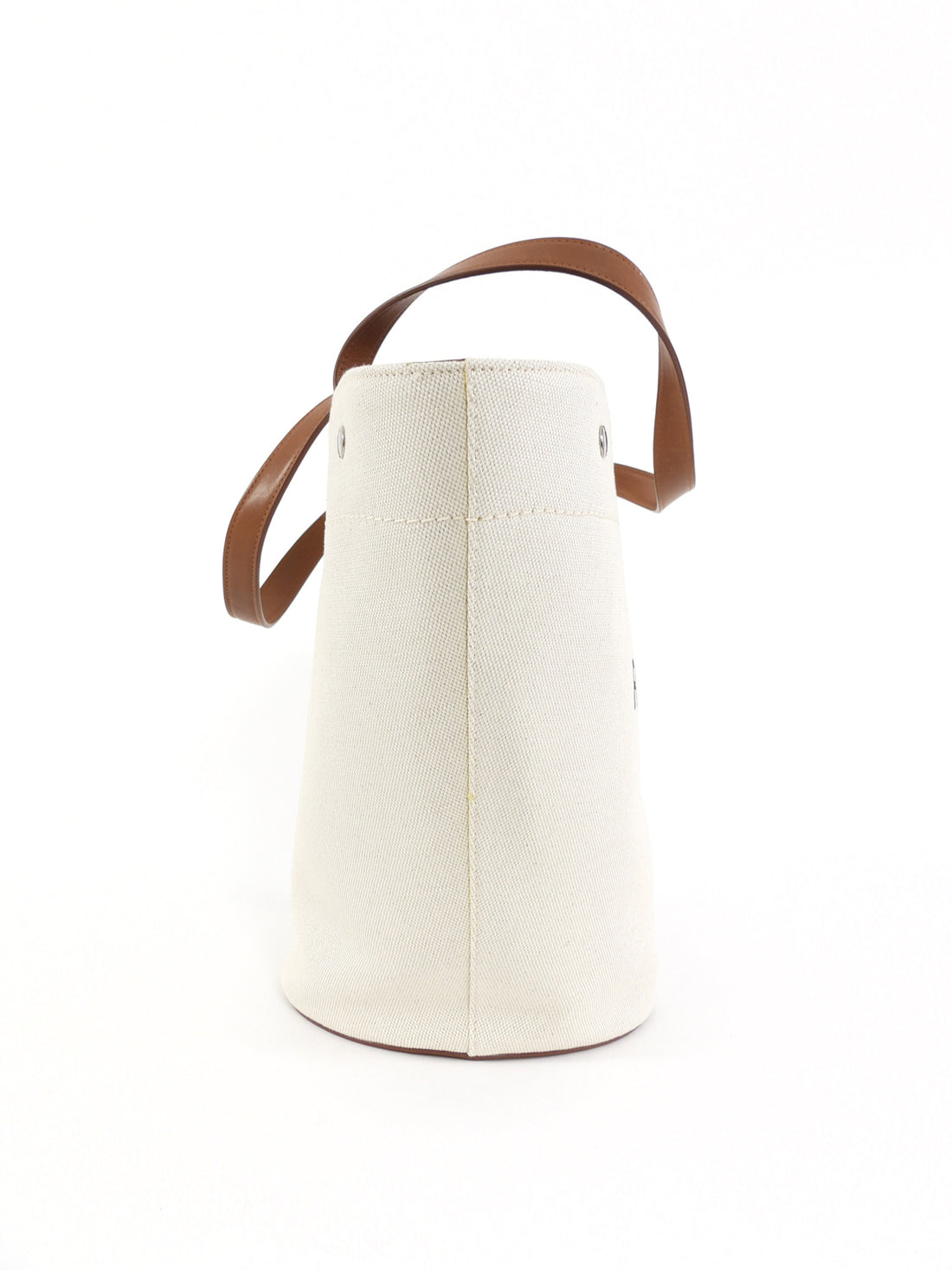 Saint Laurent Rive Gauche Canvas and Tan Leather Triangle Tote Bag