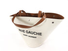 Saint Laurent Rive Gauche Canvas and Tan Leather Triangle Tote Bag
