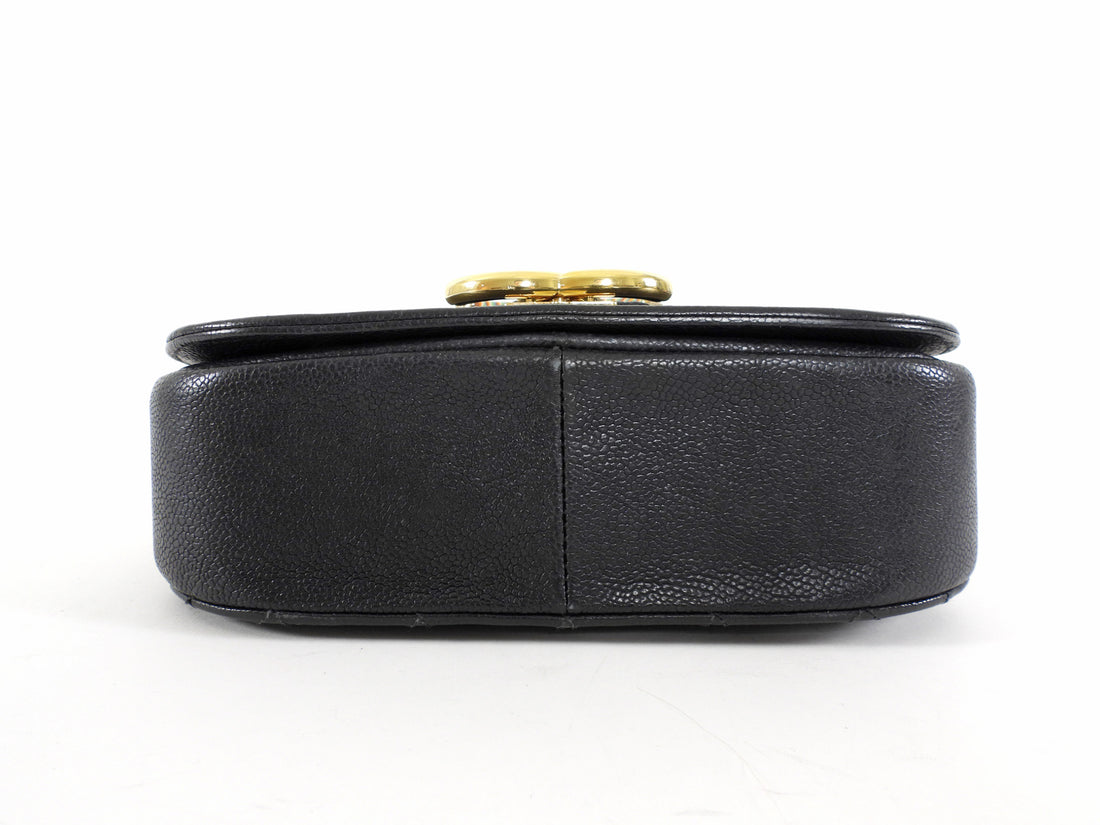 Chanel Black Caviar Leather Coco Curve Cuba Small Two Way Bag