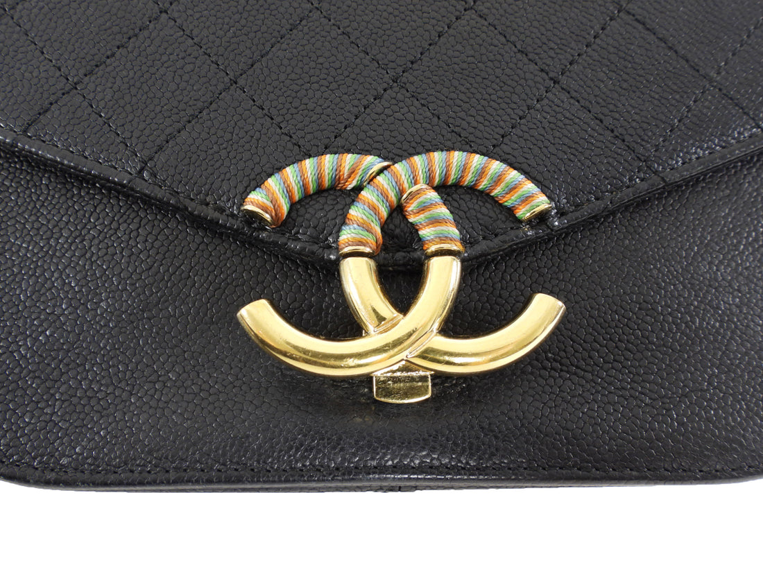 Chanel Black Caviar Leather Coco Curve Cuba Small Two Way Bag