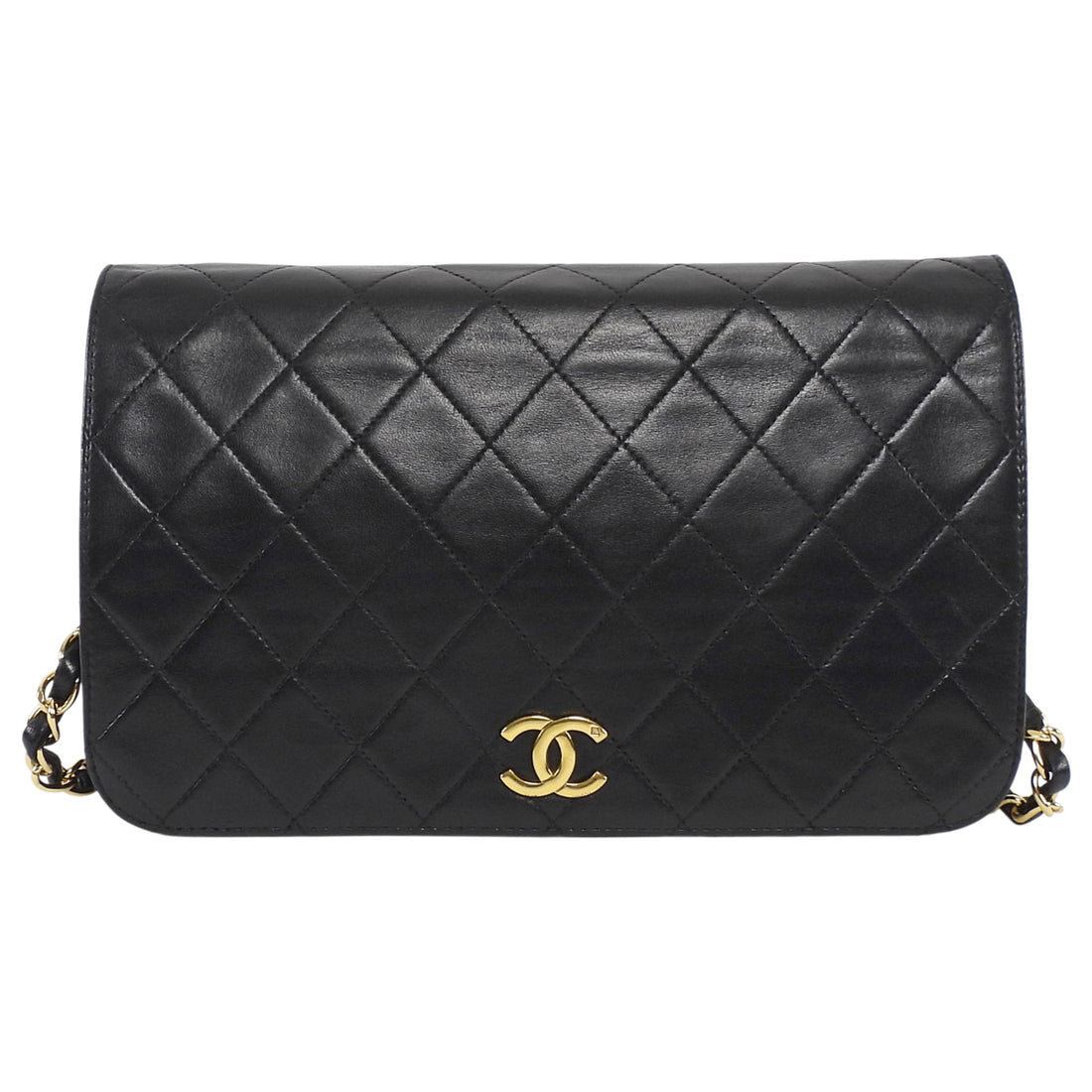 Chanel Black Vintage 1997 Quilted Leather Push Lock Classic Full Flap Bag GHW