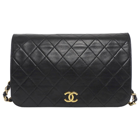 Chanel Black Vintage 1997 Quilted Leather Push Lock Classic Full Flap Bag GHW