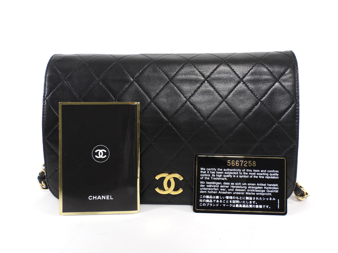 Chanel Black Vintage 1997 Quilted Leather Push Lock Classic Full Flap Bag GHW