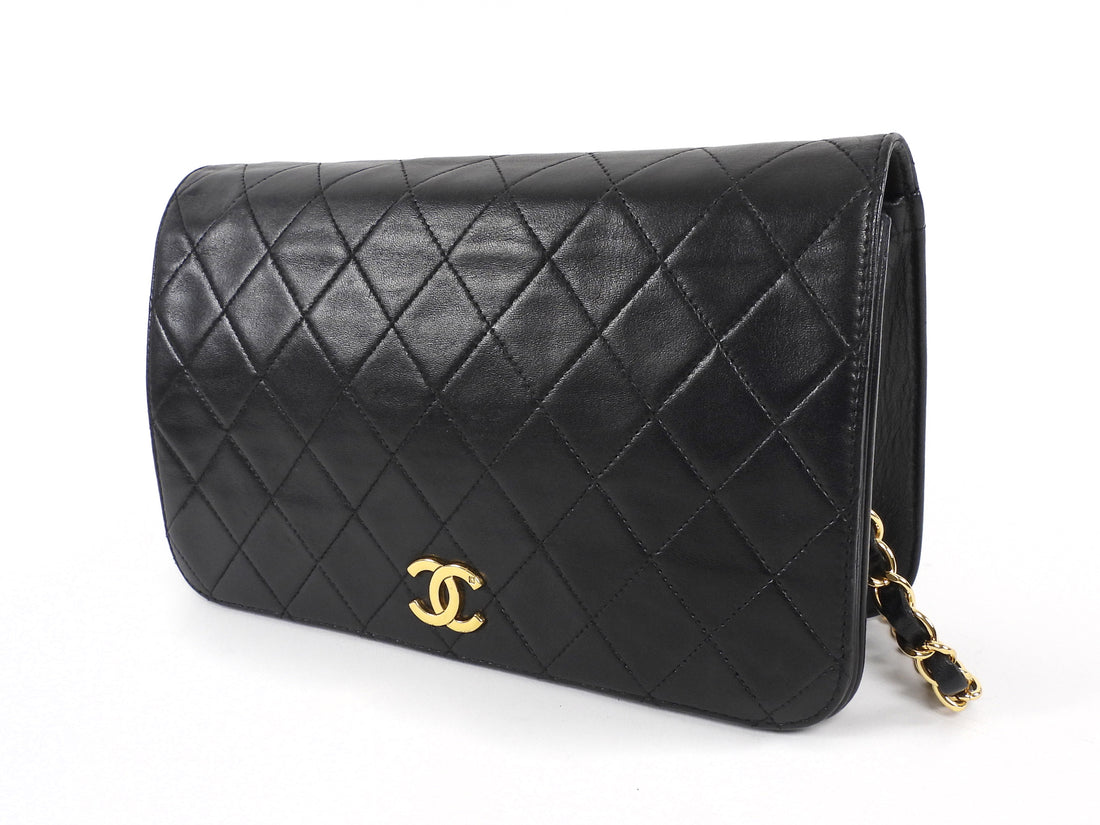 Chanel Black Vintage 1997 Quilted Leather Push Lock Classic Full Flap Bag GHW