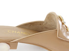 Chanel 25S Beige Patent Crystal Strass CC Flat Slide Mules  - 37