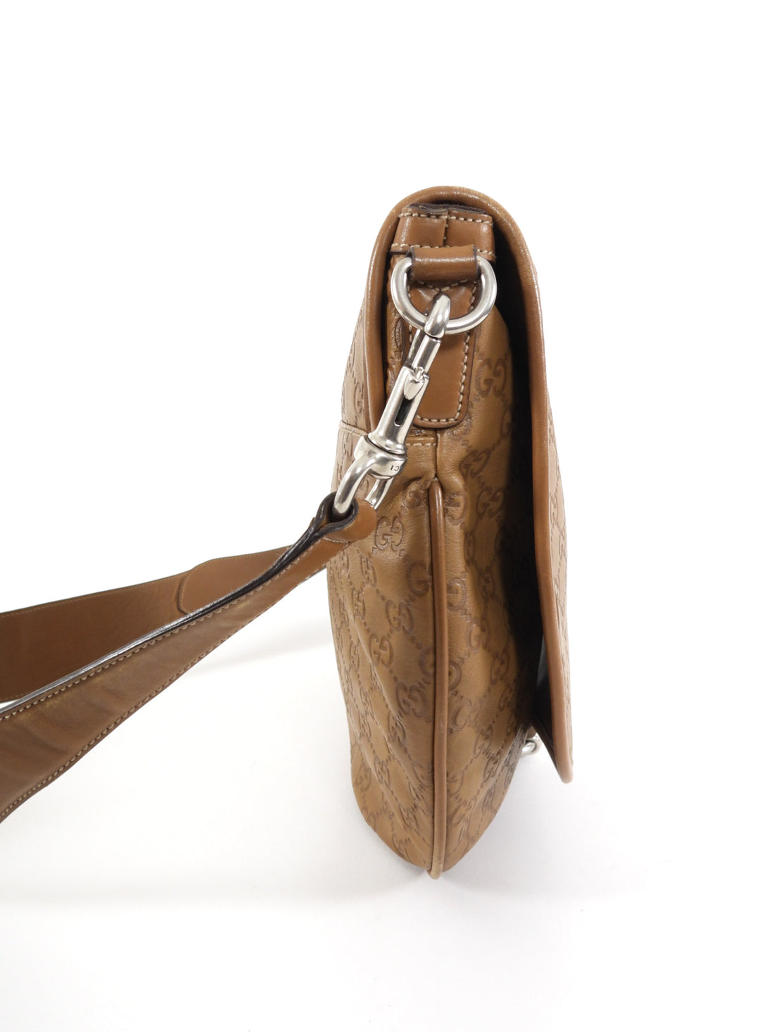 Gucci Caramel Brown Guccissima Leather Messenger Flap Bag