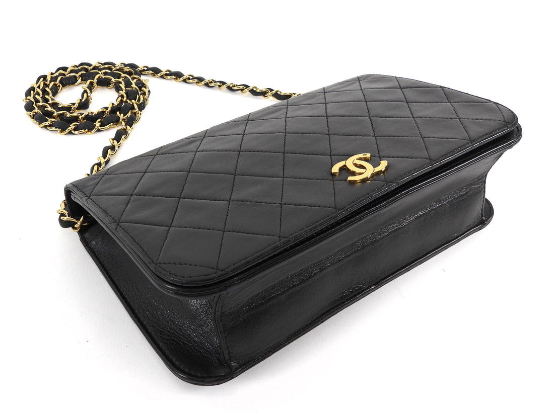 Chanel Black Vintage 1997 Quilted Leather Push Lock Classic Full Flap Bag GHW