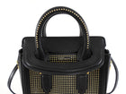 Alexander McQueen Gold Studded Black Leather Mini Heroine Top Handle Bag
