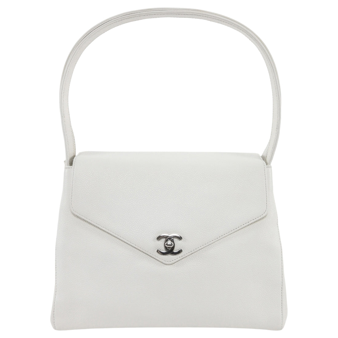 Chanel White Vintage 1997 CC Soft Envelope Shoulder Flap Bag SHW