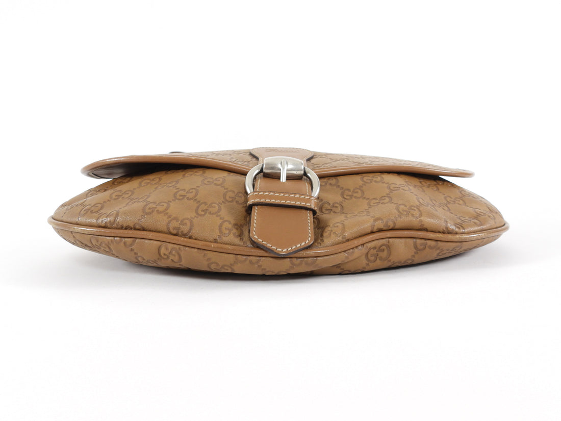 Gucci Caramel Brown Guccissima Leather Messenger Flap Bag