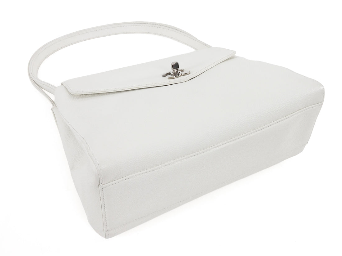 Chanel White Vintage 1997 CC Soft Envelope Shoulder Flap Bag SHW