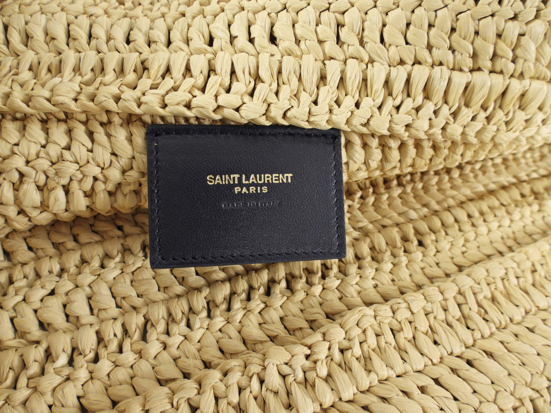Saint Laurent Rive Gauche Woven Raffia Beach Large Tote Bag