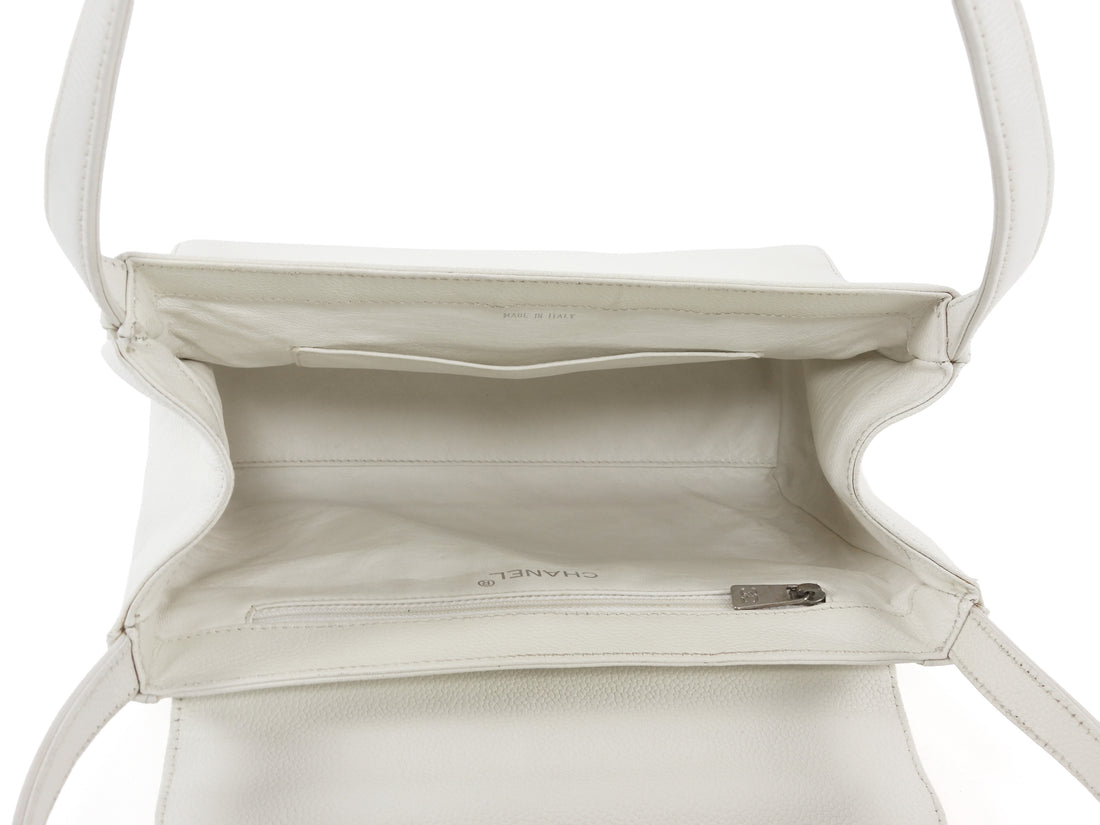 Chanel White Vintage 1997 CC Soft Envelope Shoulder Flap Bag SHW