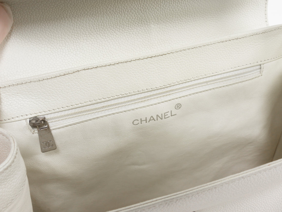 Chanel White Vintage 1997 CC Soft Envelope Shoulder Flap Bag SHW