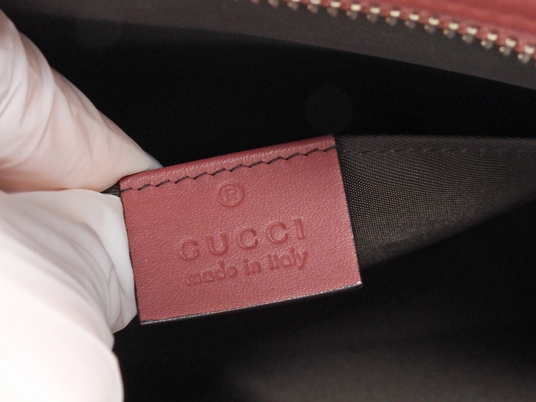 Gucci Brown Pink Monogram Coated Canvas Blooms Floral Cosmetic Zip Pouch Bag