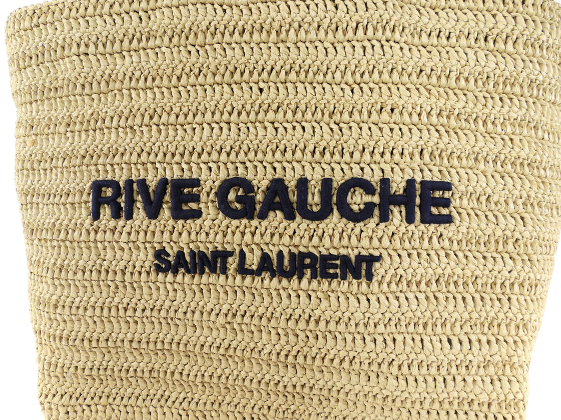 Saint Laurent Rive Gauche Woven Raffia Beach Large Tote Bag