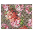 Gucci Brown Pink Monogram Coated Canvas Blooms Floral Cosmetic Zip Pouch Bag