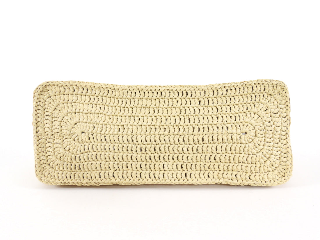 Saint Laurent Rive Gauche Woven Raffia Beach Large Tote Bag