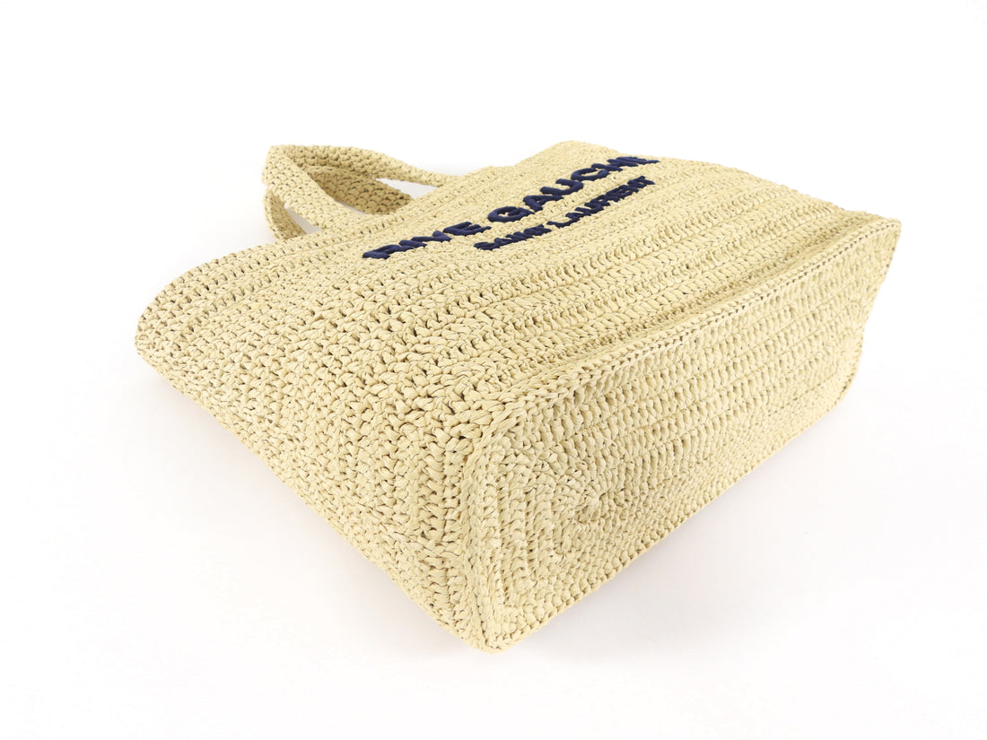 Saint Laurent Rive Gauche Woven Raffia Beach Large Tote Bag