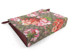 Gucci Brown Pink Monogram Coated Canvas Blooms Floral Cosmetic Zip Pouch Bag