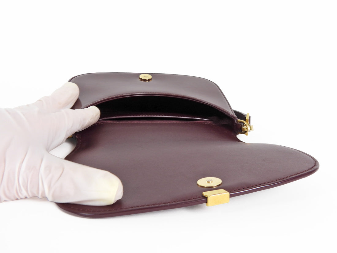 Saint Laurent Burgundy Patent Leather Voltaire Shoulder Bag