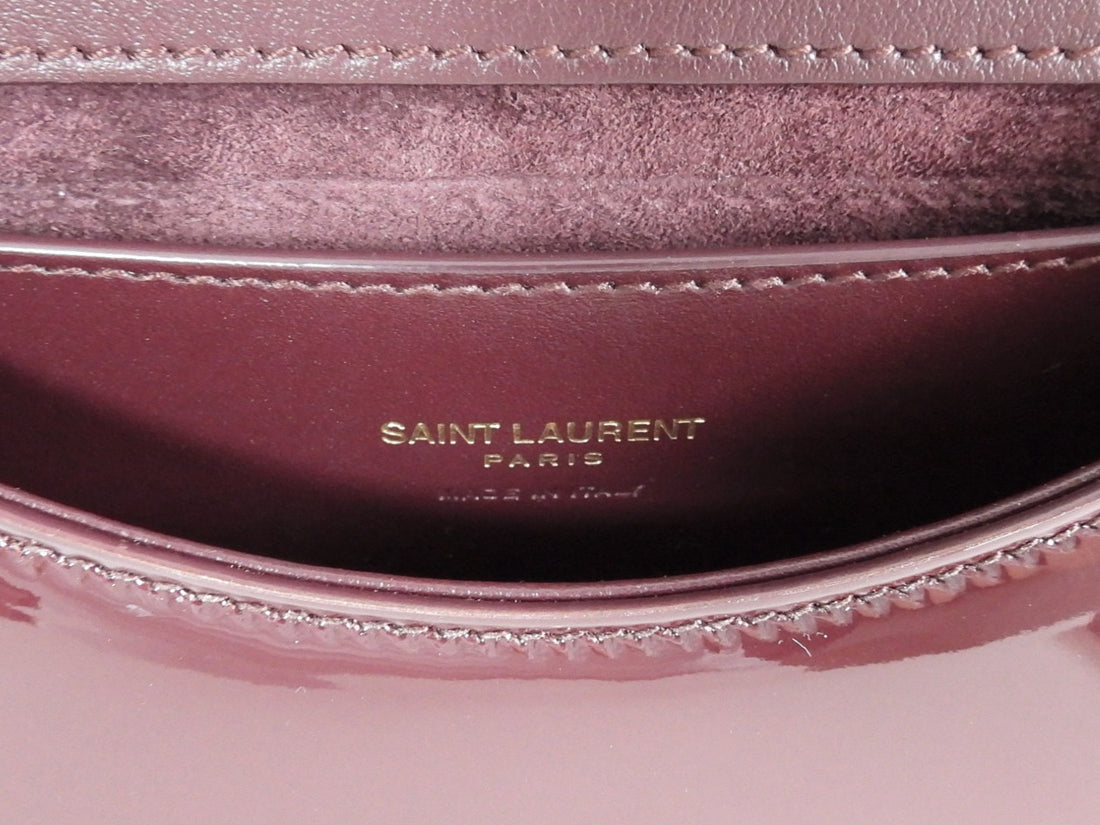 Saint Laurent Burgundy Patent Leather Voltaire Shoulder Bag