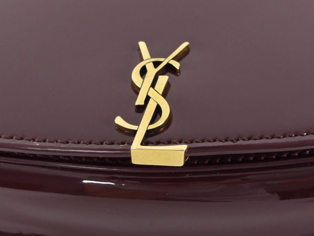 Saint Laurent Burgundy Patent Leather Voltaire Shoulder Bag
