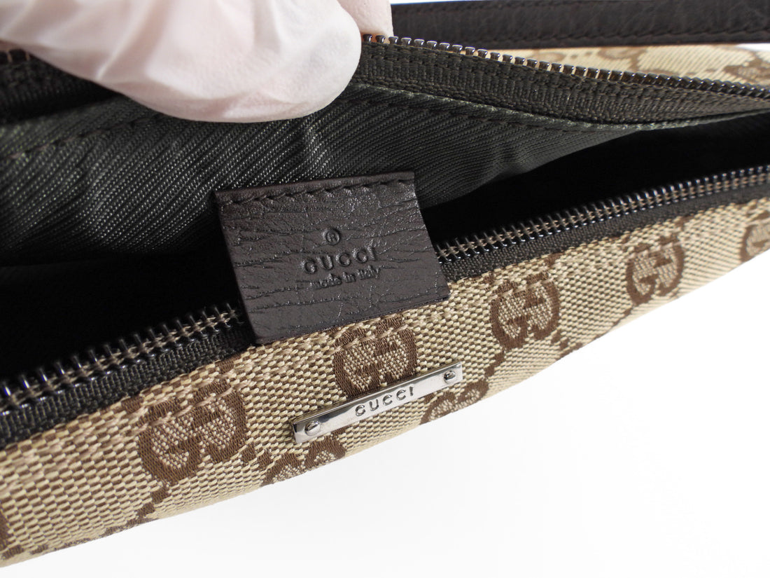 Gucci Brown Monogram Canvas Small Boat Bag
