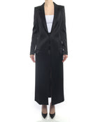 Anthony Vacarello Runway Black Satin Long Evening Coat - 2