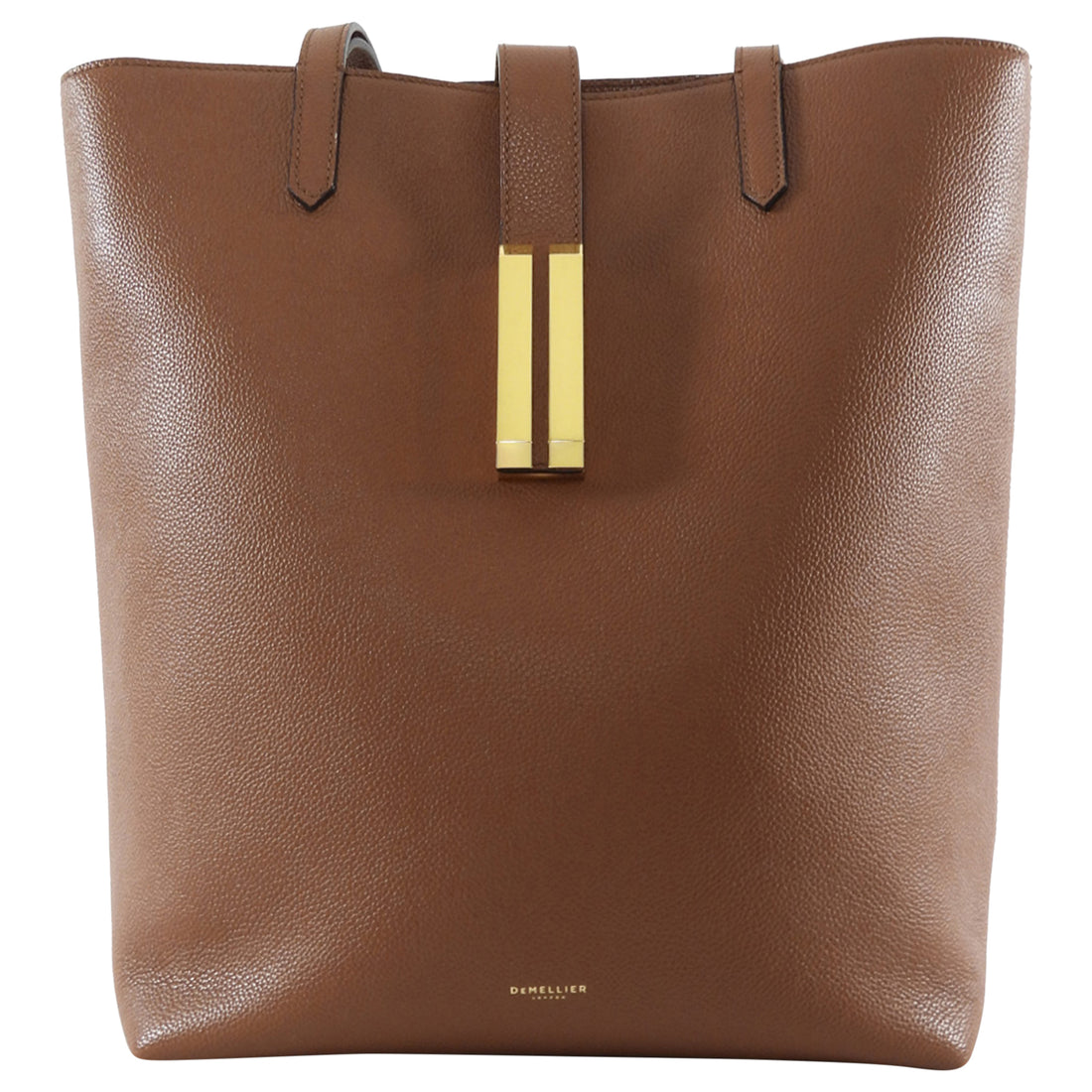 Demellier Tan Brown Leather Vertical Vancouver Tote Bag