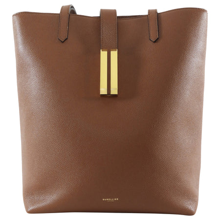 Demellier Tan Brown Leather Vertical Vancouver Tote Bag