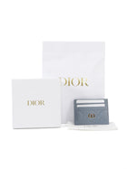 Dior Blue Grey Quilted Cannage Leather Caro Freesia Card Holder