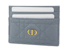 Dior Blue Grey Quilted Cannage Leather Caro Freesia Card Holder