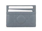 Dior Blue Grey Quilted Cannage Leather Caro Freesia Card Holder