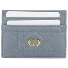 Dior Blue Grey Quilted Cannage Leather Caro Freesia Card Holder