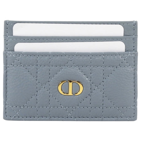 Dior Blue Grey Quilted Cannage Leather Caro Freesia Card Holder