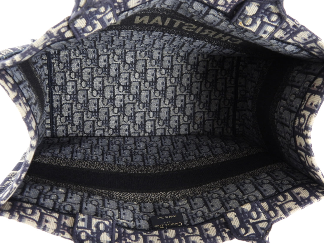 Dior Navy Blue Oblique Canvas Medium Book Tote Bag 2019