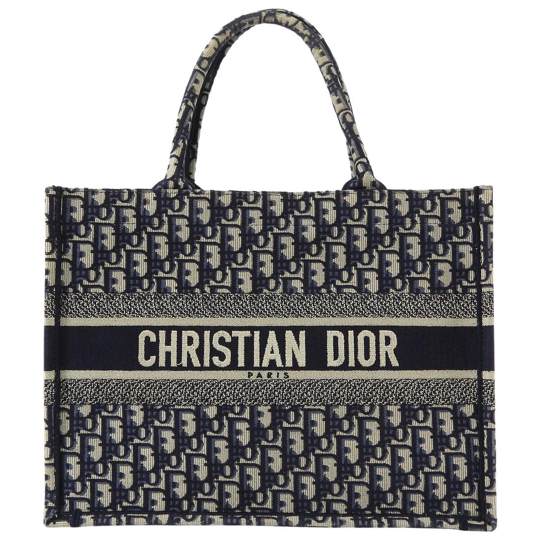 Dior Navy Blue Oblique Canvas Medium Book Tote Bag 2019