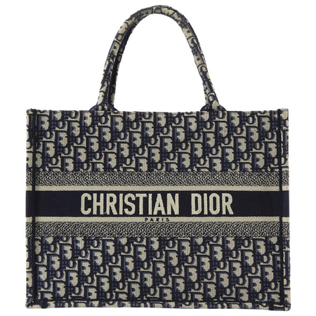 Dior Navy Blue Oblique Canvas Medium Book Tote Bag 2019