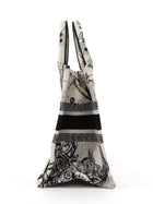 Dior Black Ivory Toile de Jouy Zodiac Canvas Small Book Tote Bag